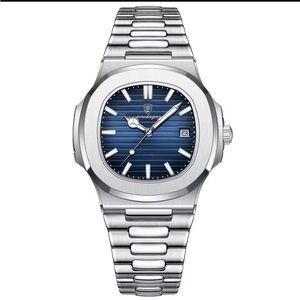 Luxury Silver and Blue Men's Watch